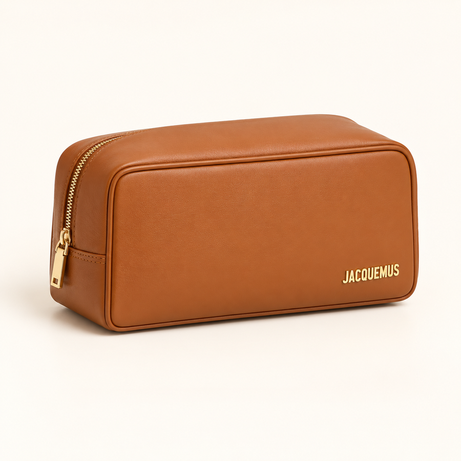 Sac rectangulaire zippé — Caramel — image studio générée
