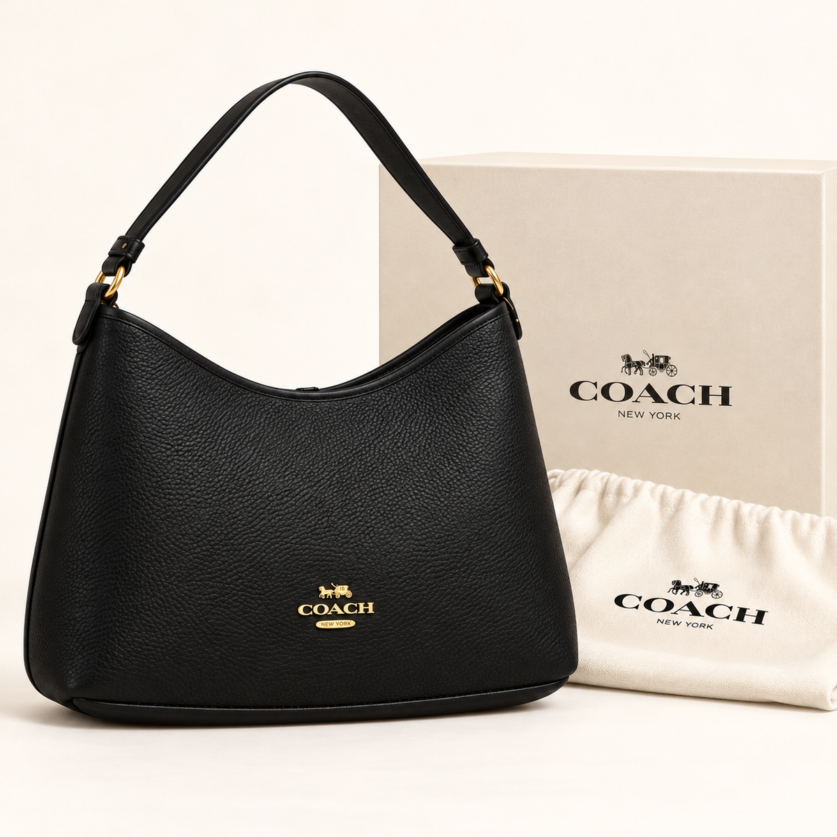 Coach Sac hobo — Noir avec boîte et housse