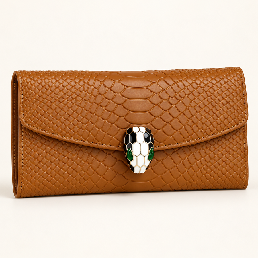 Bvlgari Pochette à fermoir serpent — Caramel vue du produit