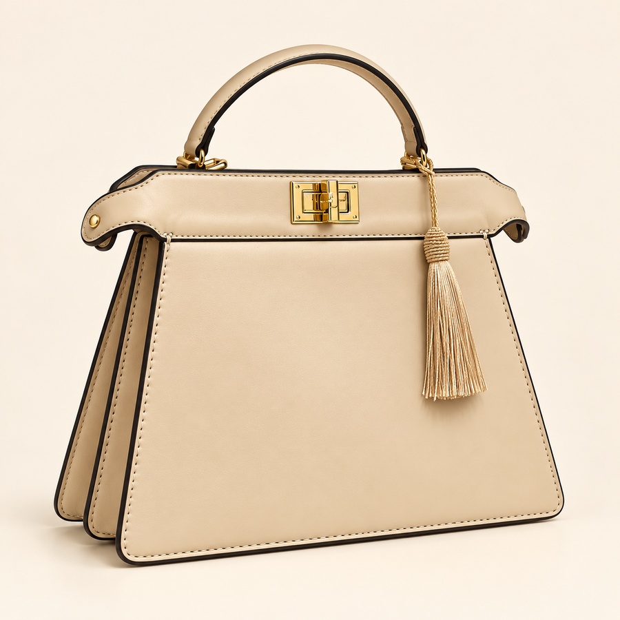 Fendi Sac trapèze à pompon — Beige vue du produit