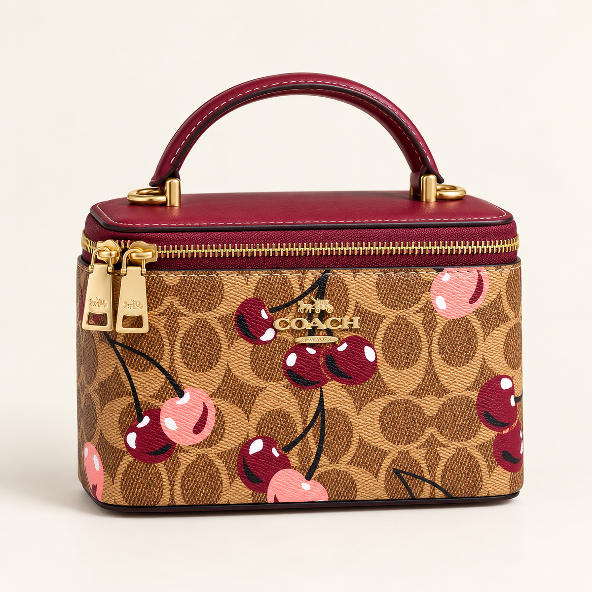 Coach Mini vanity cerises — Monogramme et bordeaux vue du produit