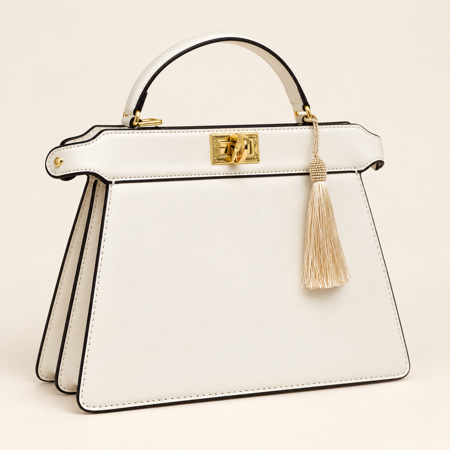 Fendi Sac trapèze à pompon — Ivoire vue du produit