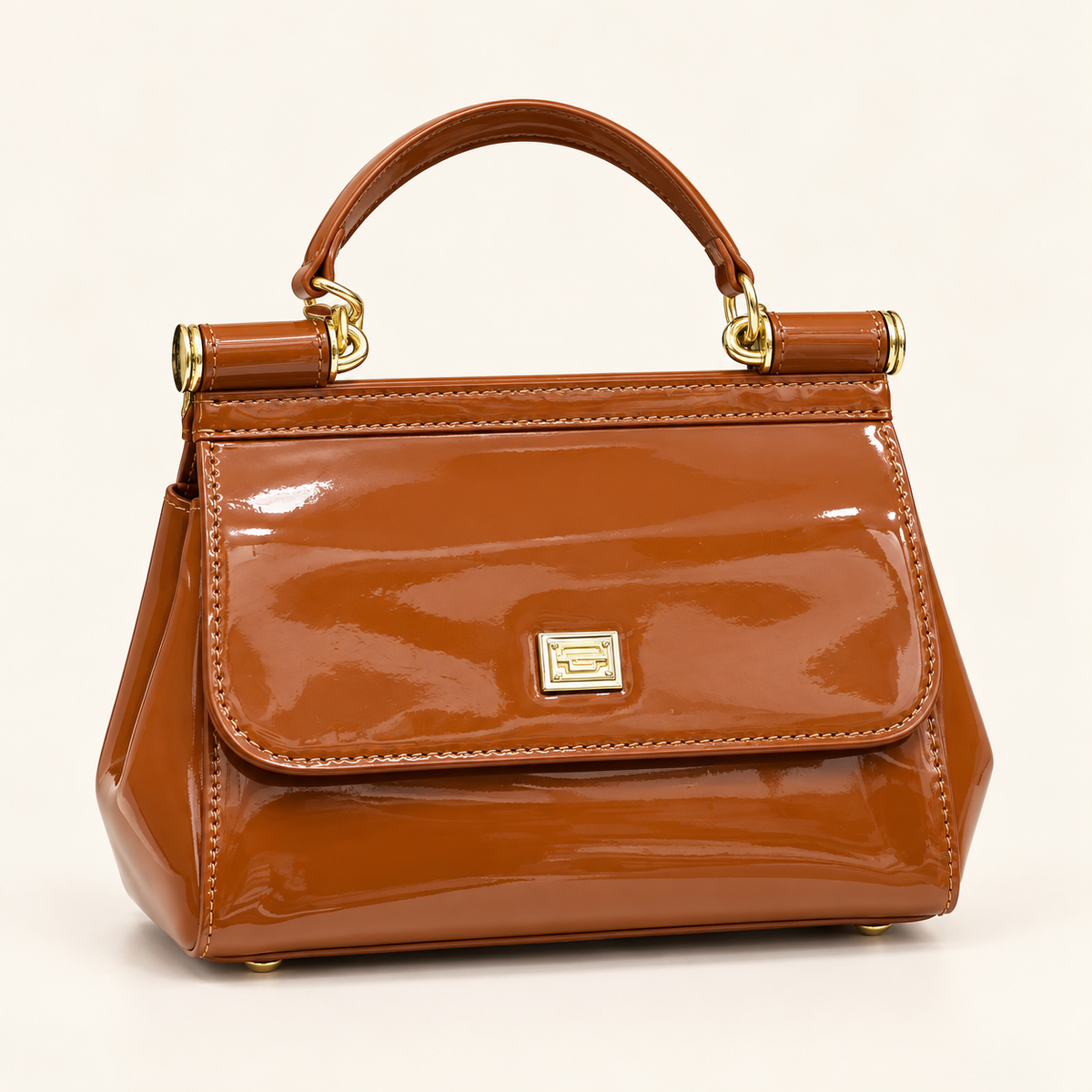 Dolce & Gabbana Sac à rabat verni — Caramel vue du produit