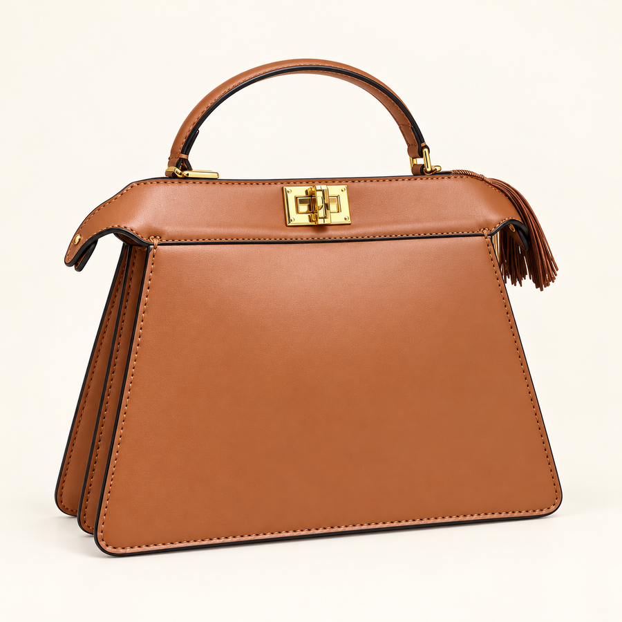 Fendi Sac trapèze à pompon — Caramel vue du produit