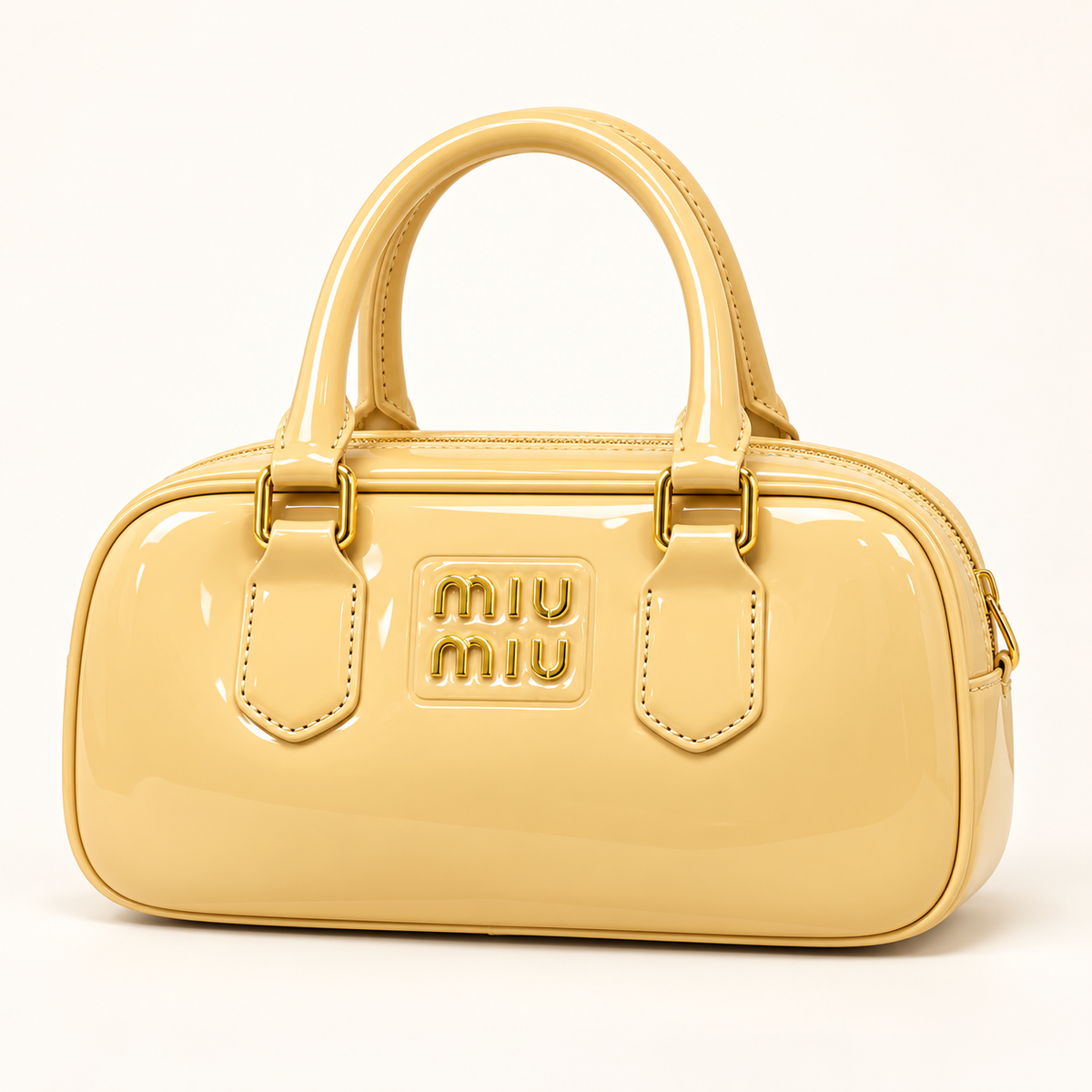 Miu Miu Mini sac verni — Jaune pastel vue du produit