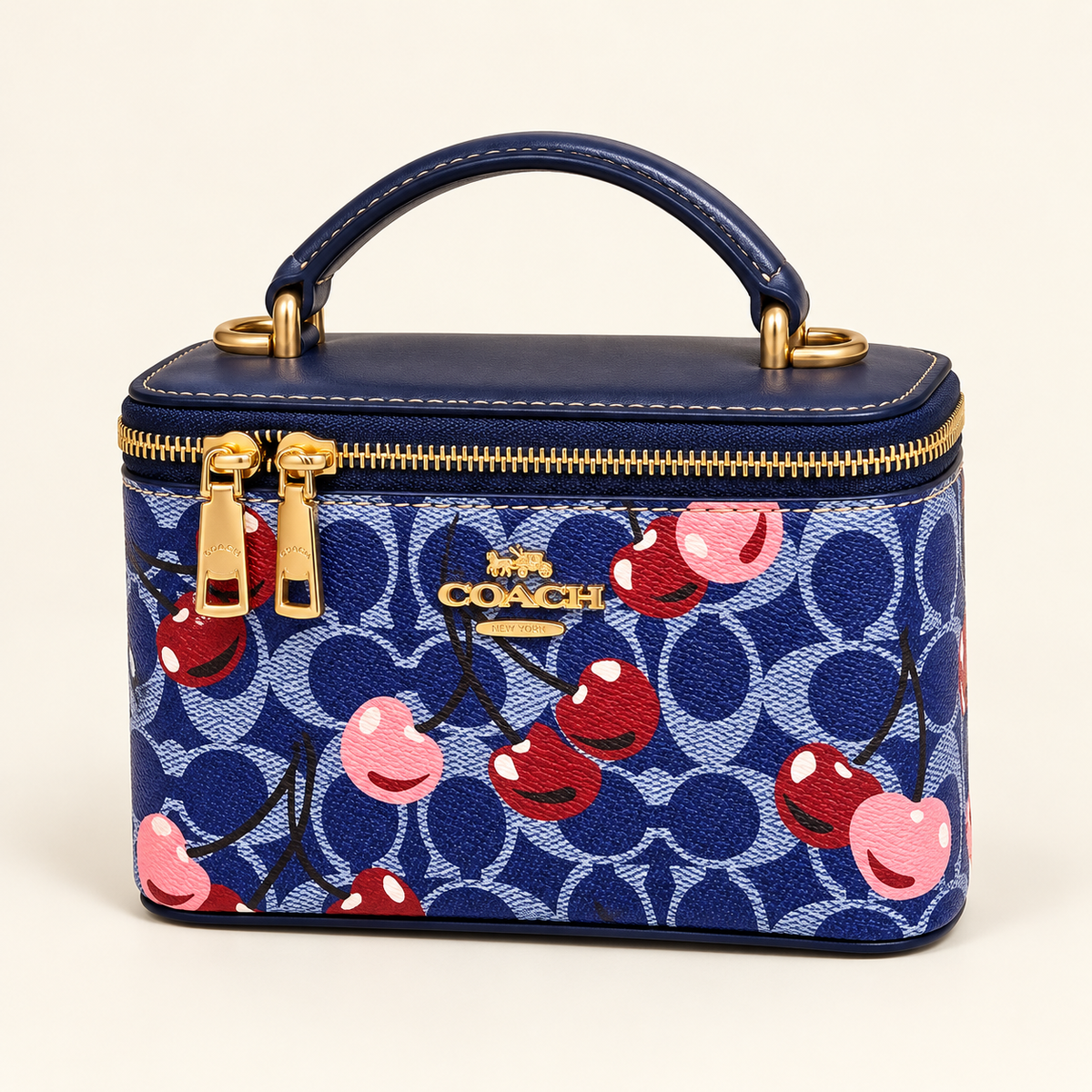 Coach Mini vanity cerises — Monogramme bleu vue du produit