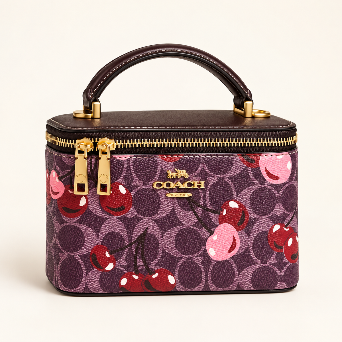 Coach Mini vanity cerises — Monogramme bordeaux vue du produit