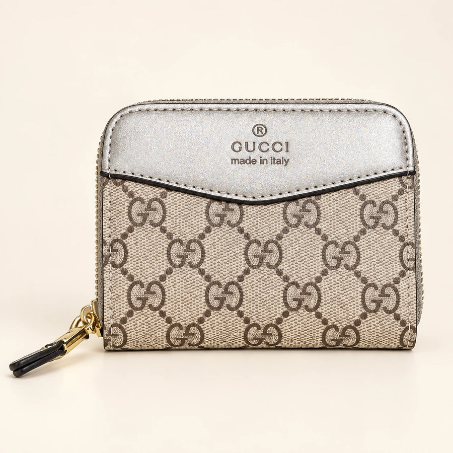 Portefeuille compact monogramme — Blanc