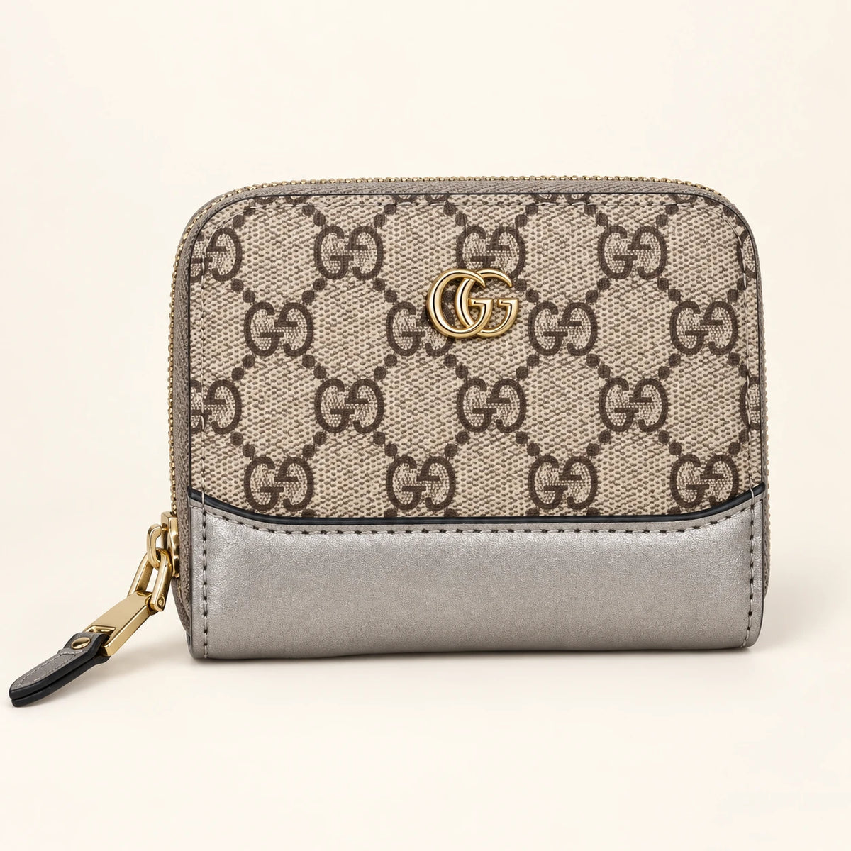 Portefeuille compact monogramme — Beige
