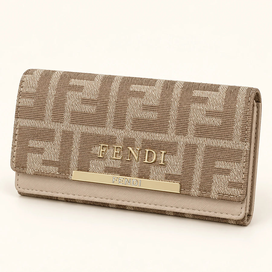 Portefeuille long monogramme — Beige