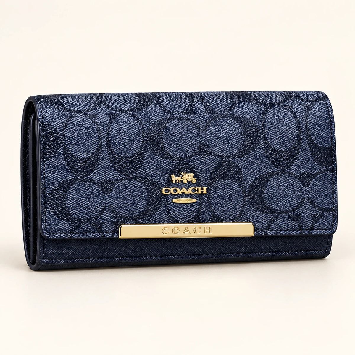 Portefeuille long — Monogramme bleu