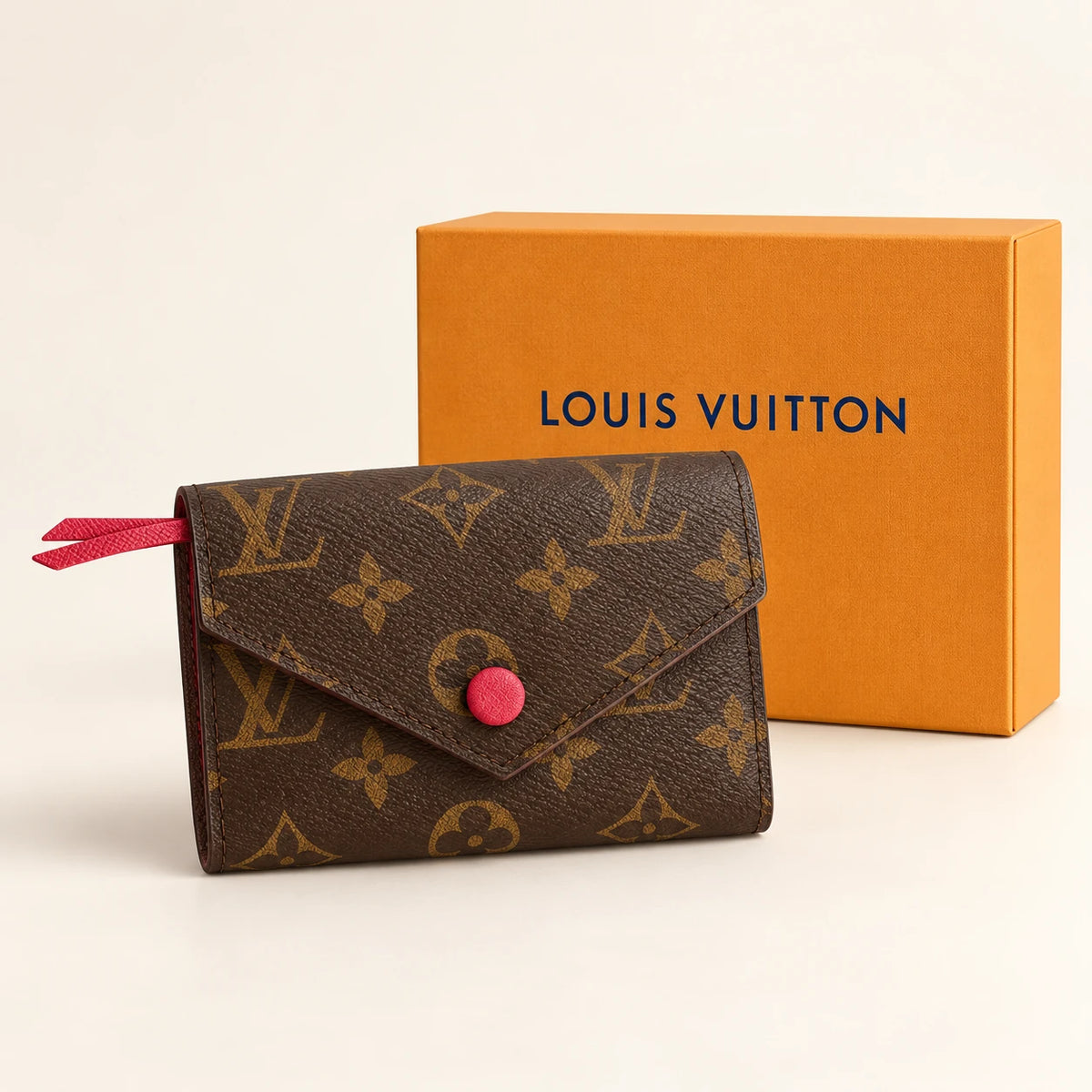 Portefeuille enveloppe — Monogramme et rouge avec boîte