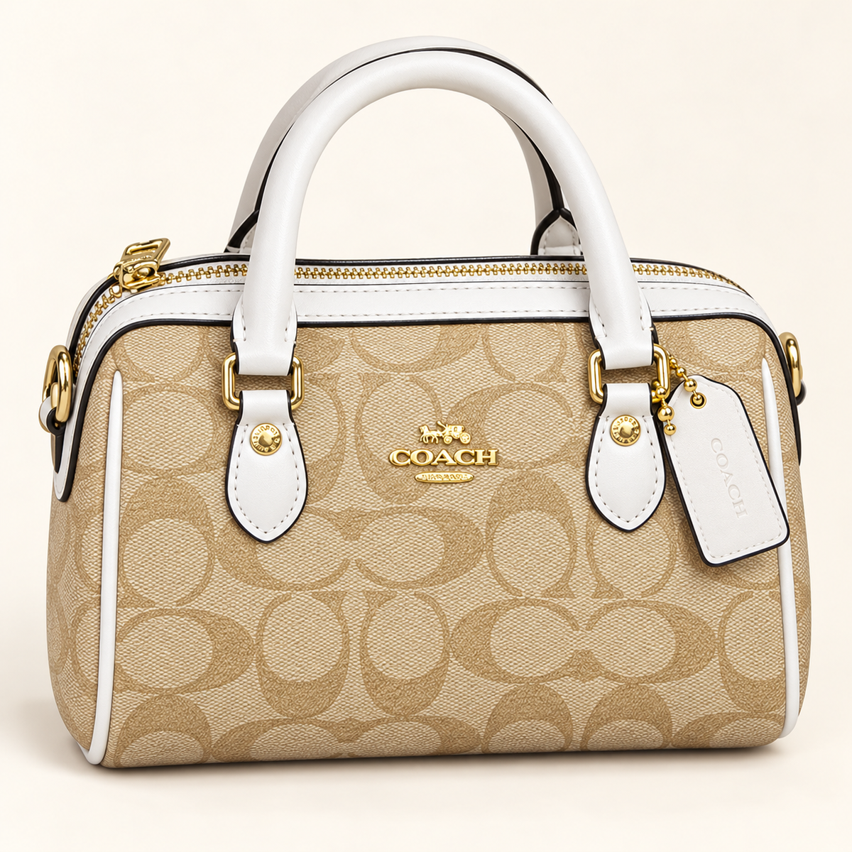 Mini sac à anses — Monogramme et blanc — sac seul, visuel généré