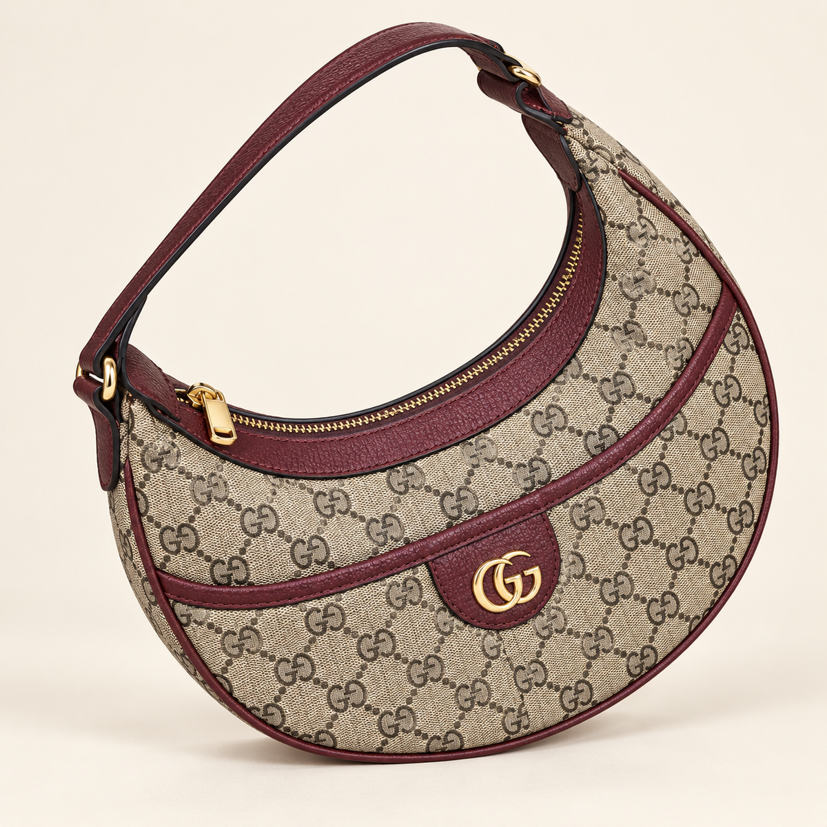 Sac demi-lune monogramme — Bordeaux — sac seul