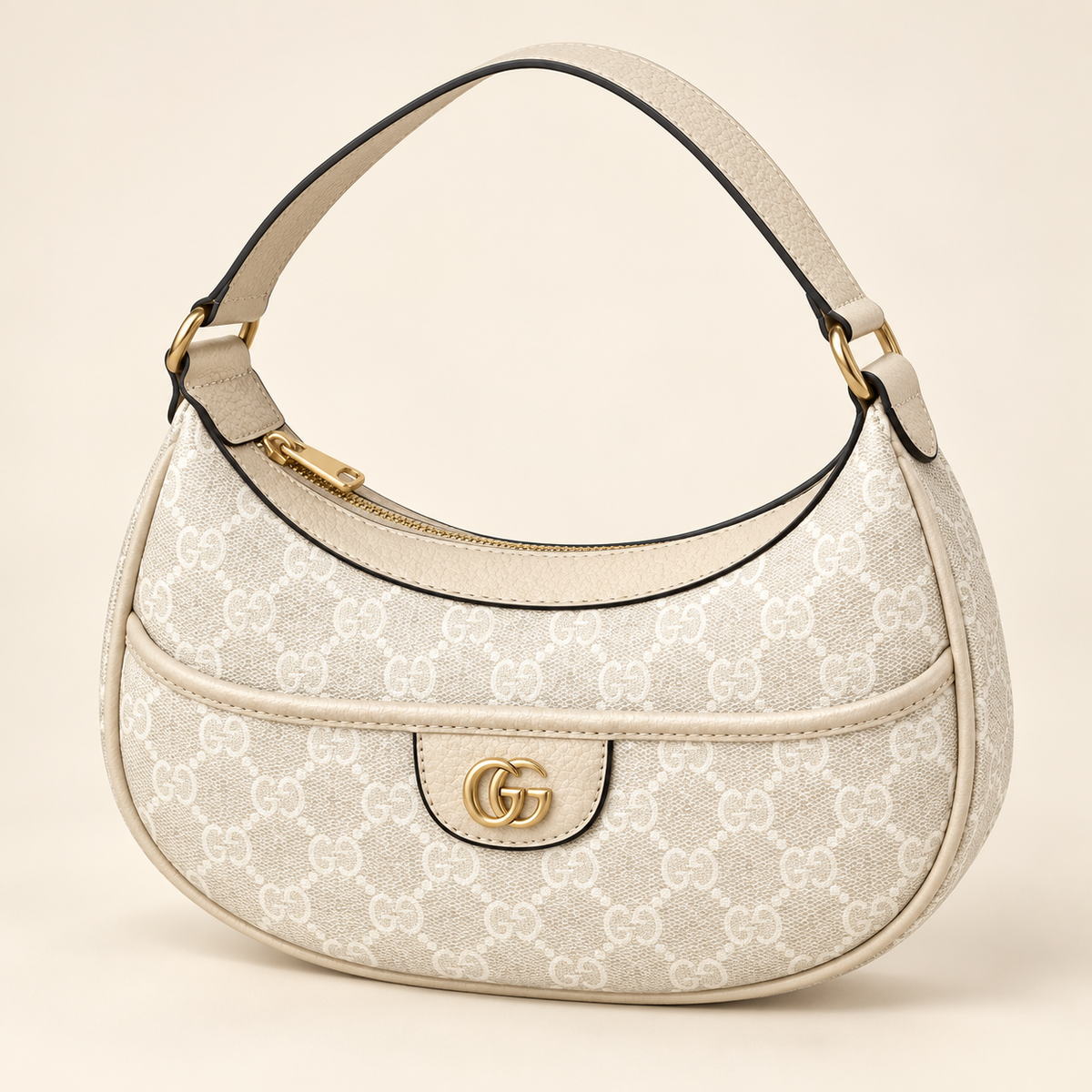 Sac demi-lune monogramme — Ivoire — sac seul