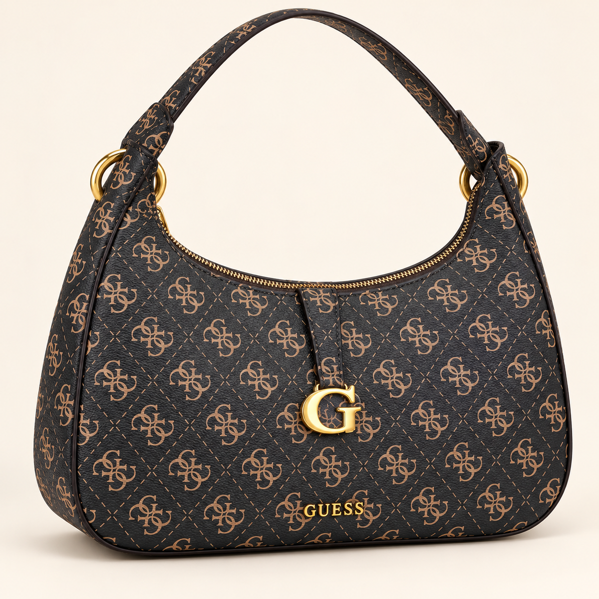 Sac hobo avec charm — Monogramme noir — sac seul, visuel généré