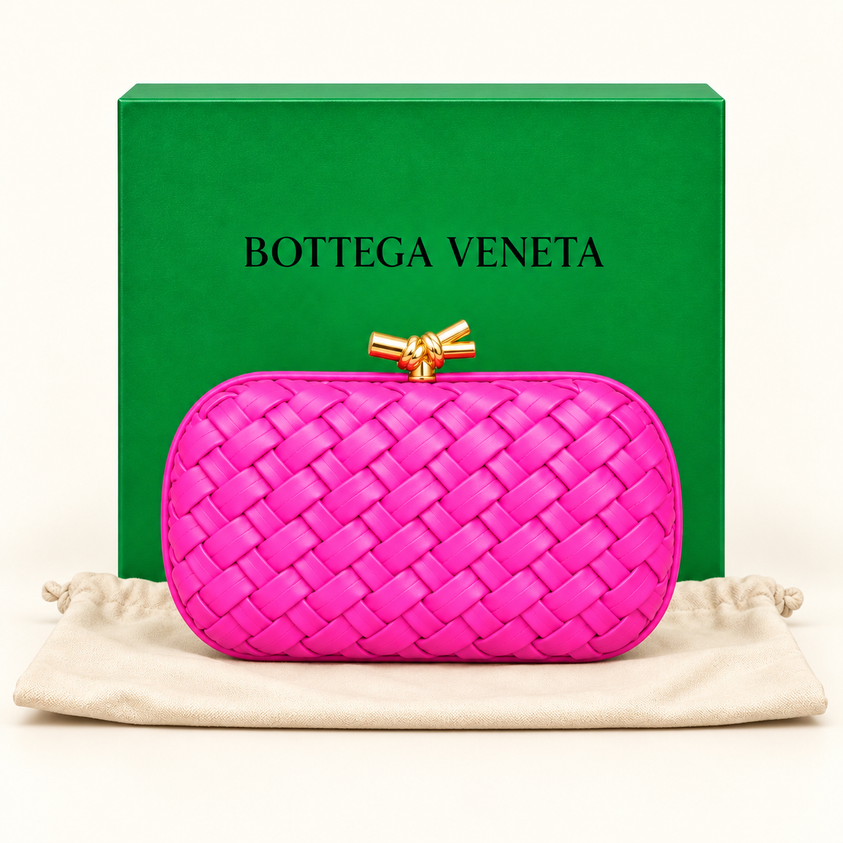 Pochette tressée — Fuchsia — sac et boîte