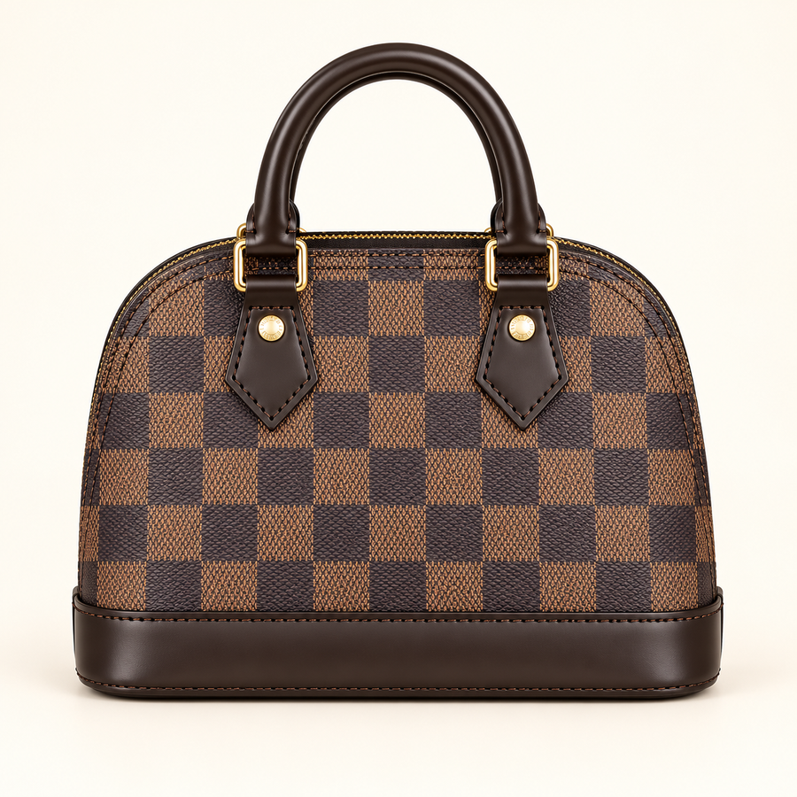 Sac dôme à motif — Damier brun — studio