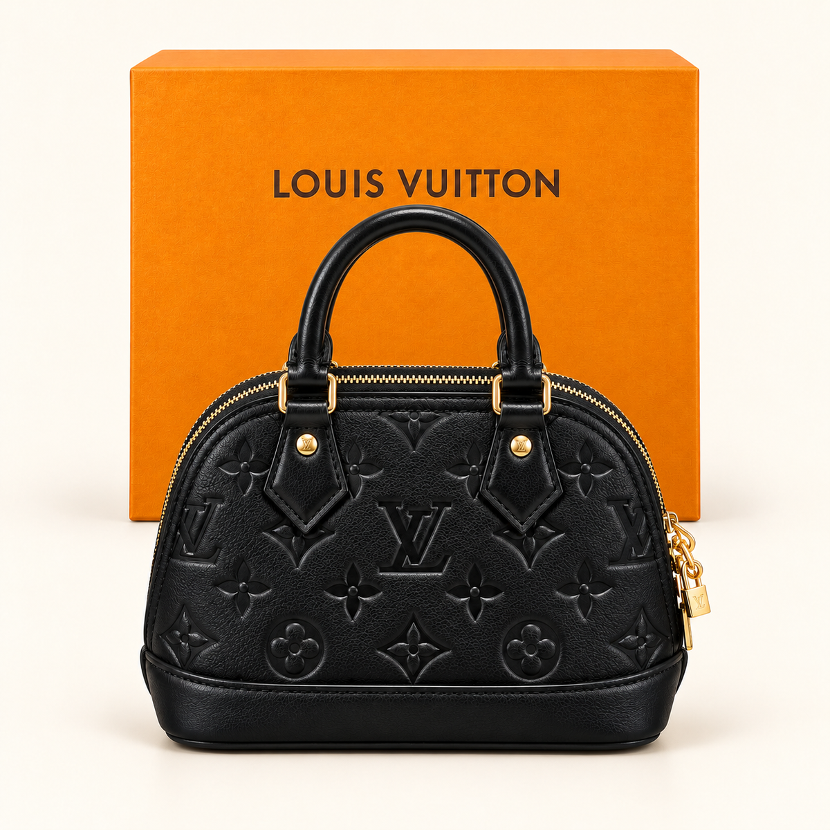 Sac dôme à motif — Noir en relief — sac et boîte