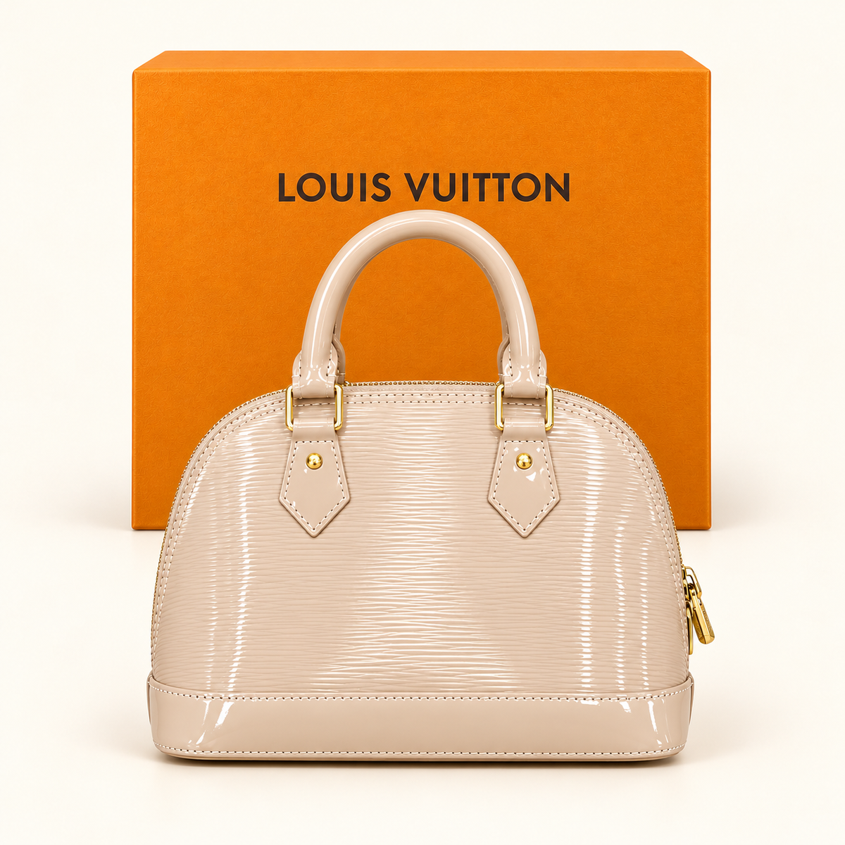 Sac dôme à motif — Beige en relief — sac et boîte