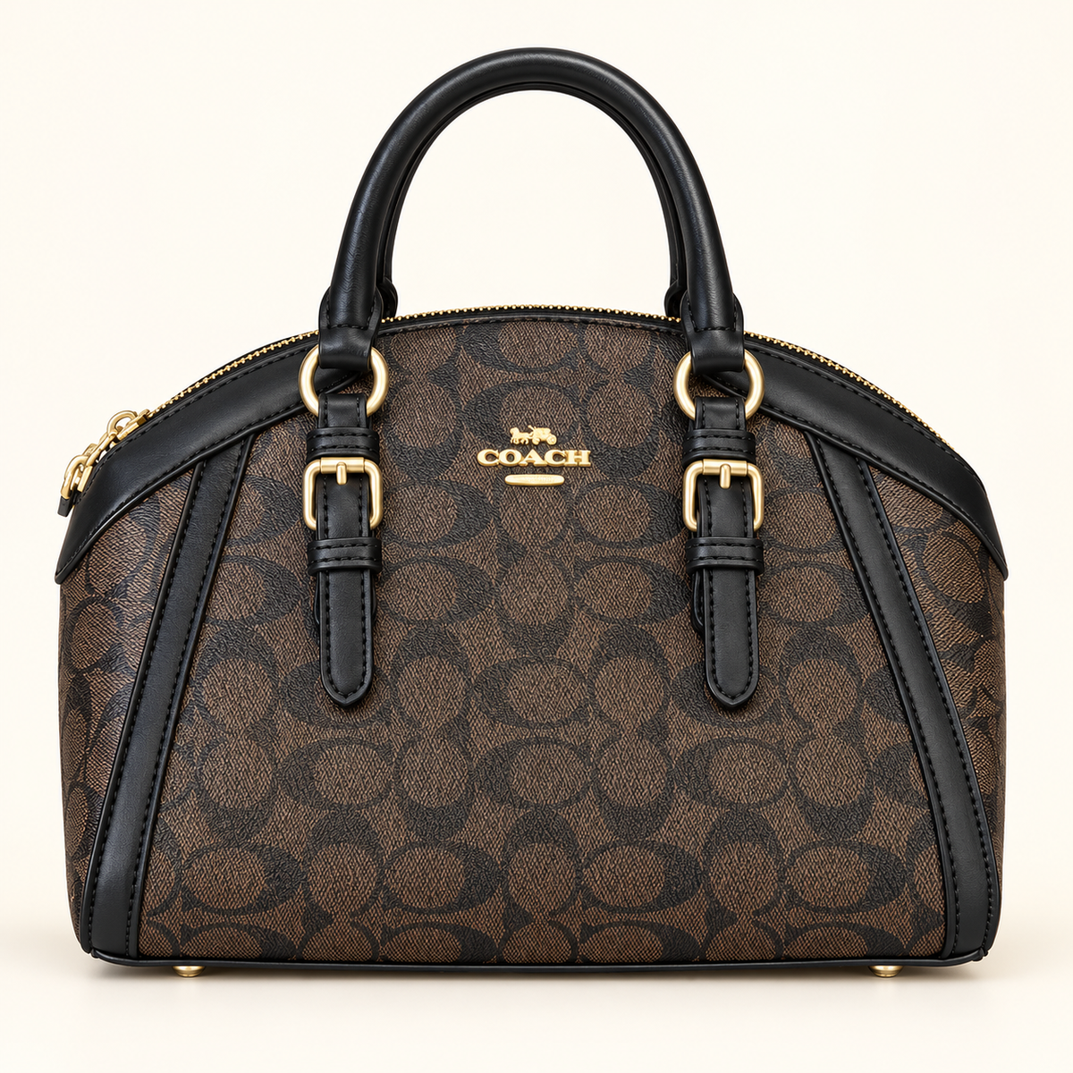 Sac bowling arrondi — Monogramme brun — studio