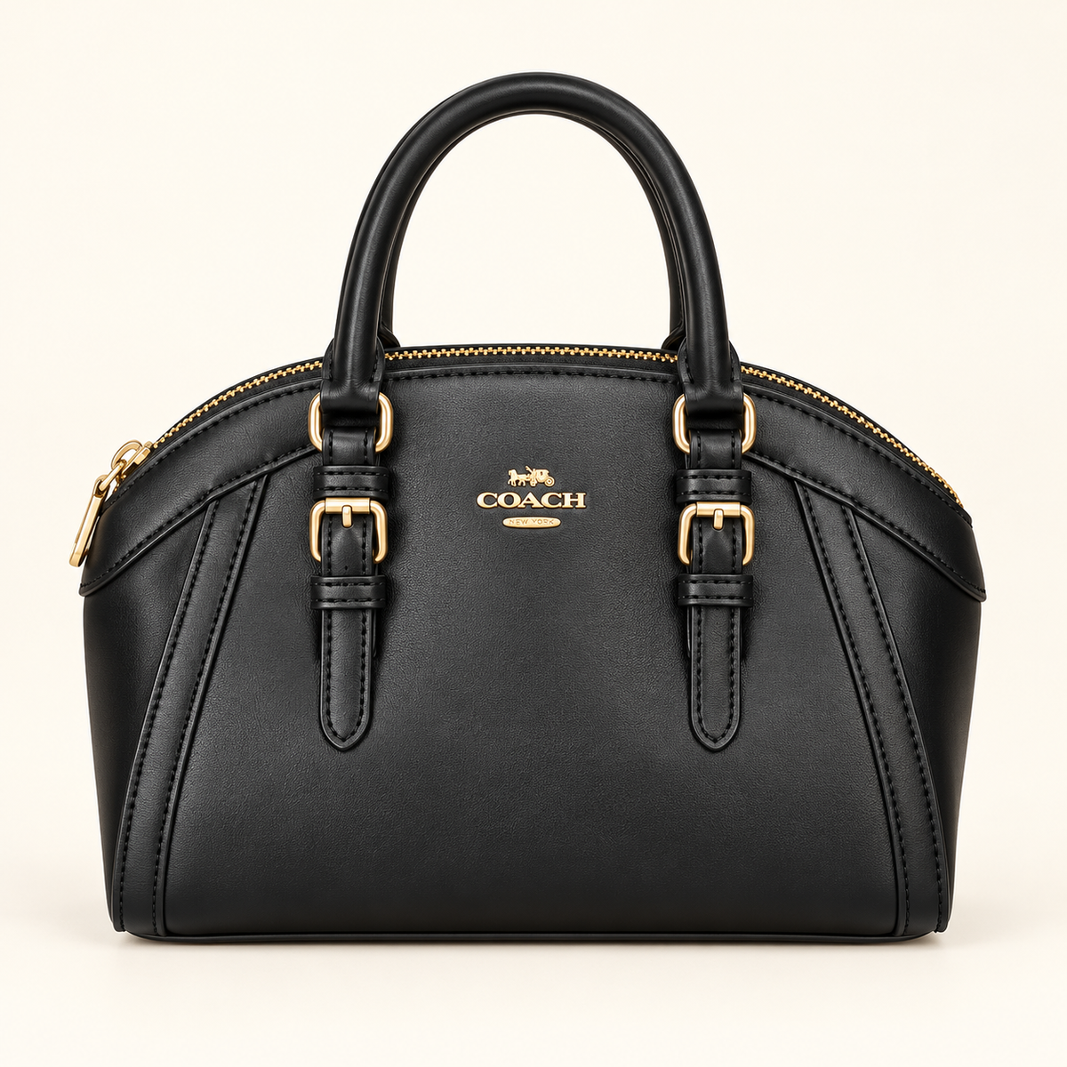 Sac bowling arrondi — Noir uni — studio