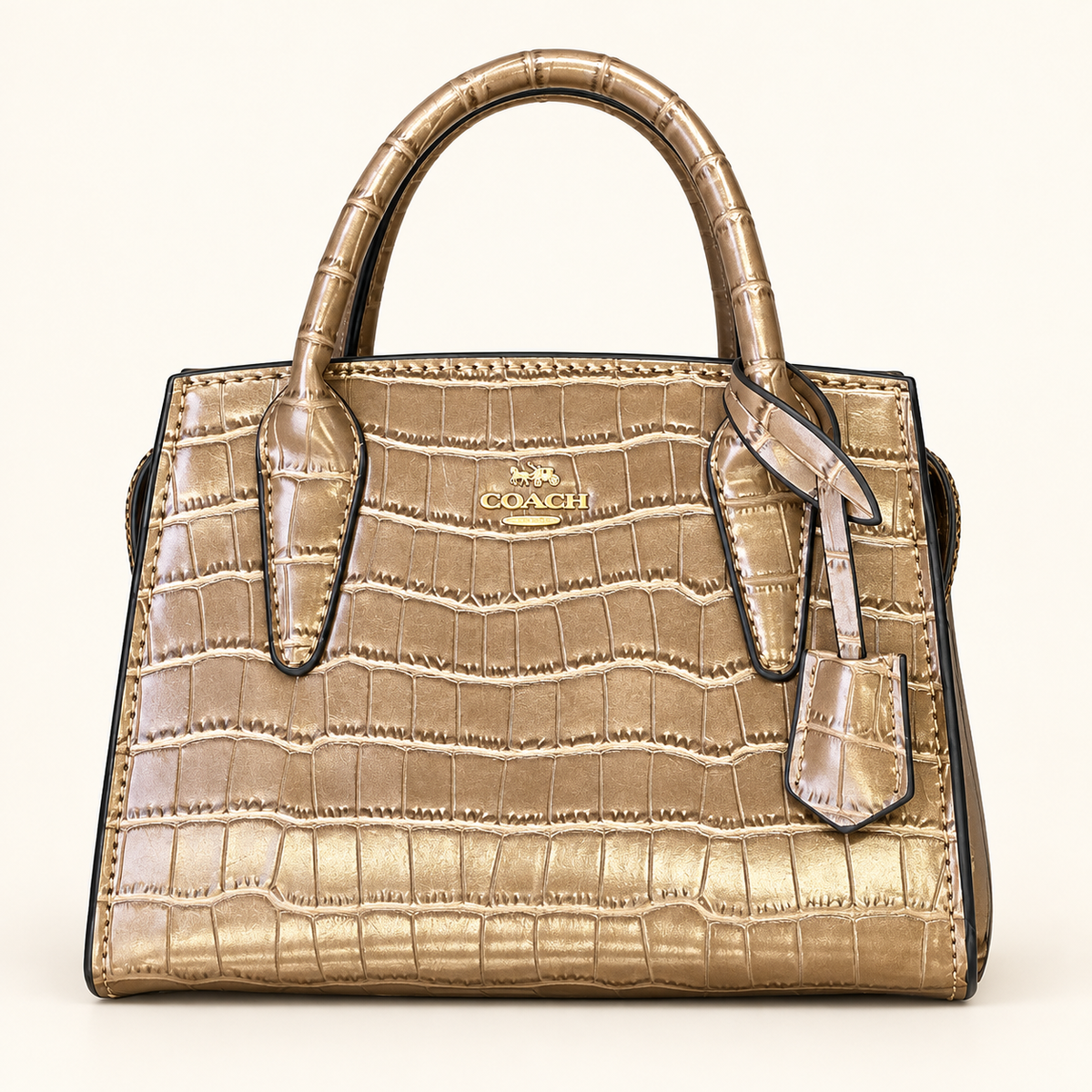 Mini sac effet crocodile — Taupe doré — studio