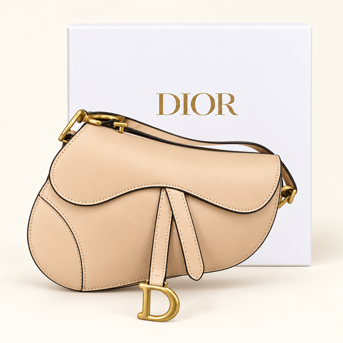 Sac selle — Beige — sac et boîte