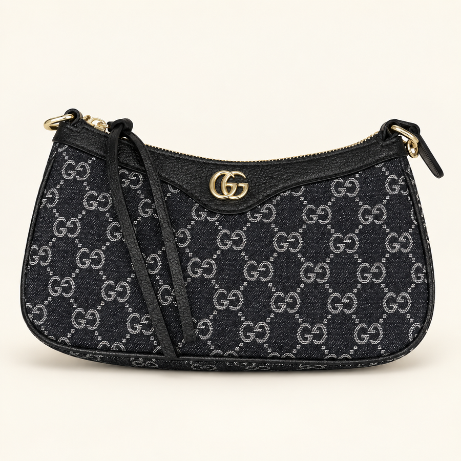 Sac épaule monogramme noir — mise en scène studio générée
