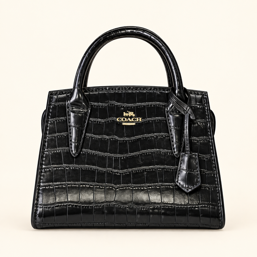 Mini sac effet crocodile — Noir — mise en scène générée