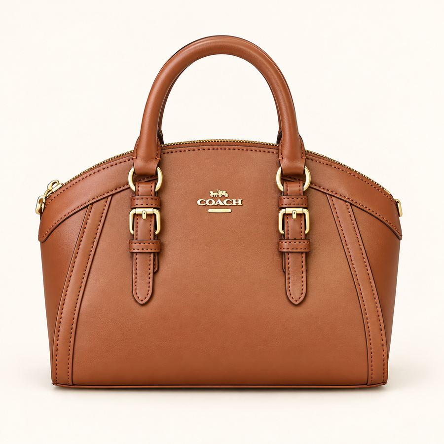Sac bowling arrondi — Caramel — image studio générée