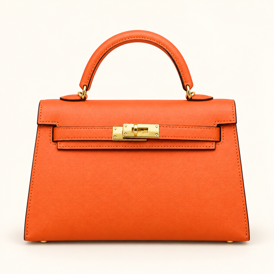 Sac structuré poignée unique — Orange — mise en scène générée