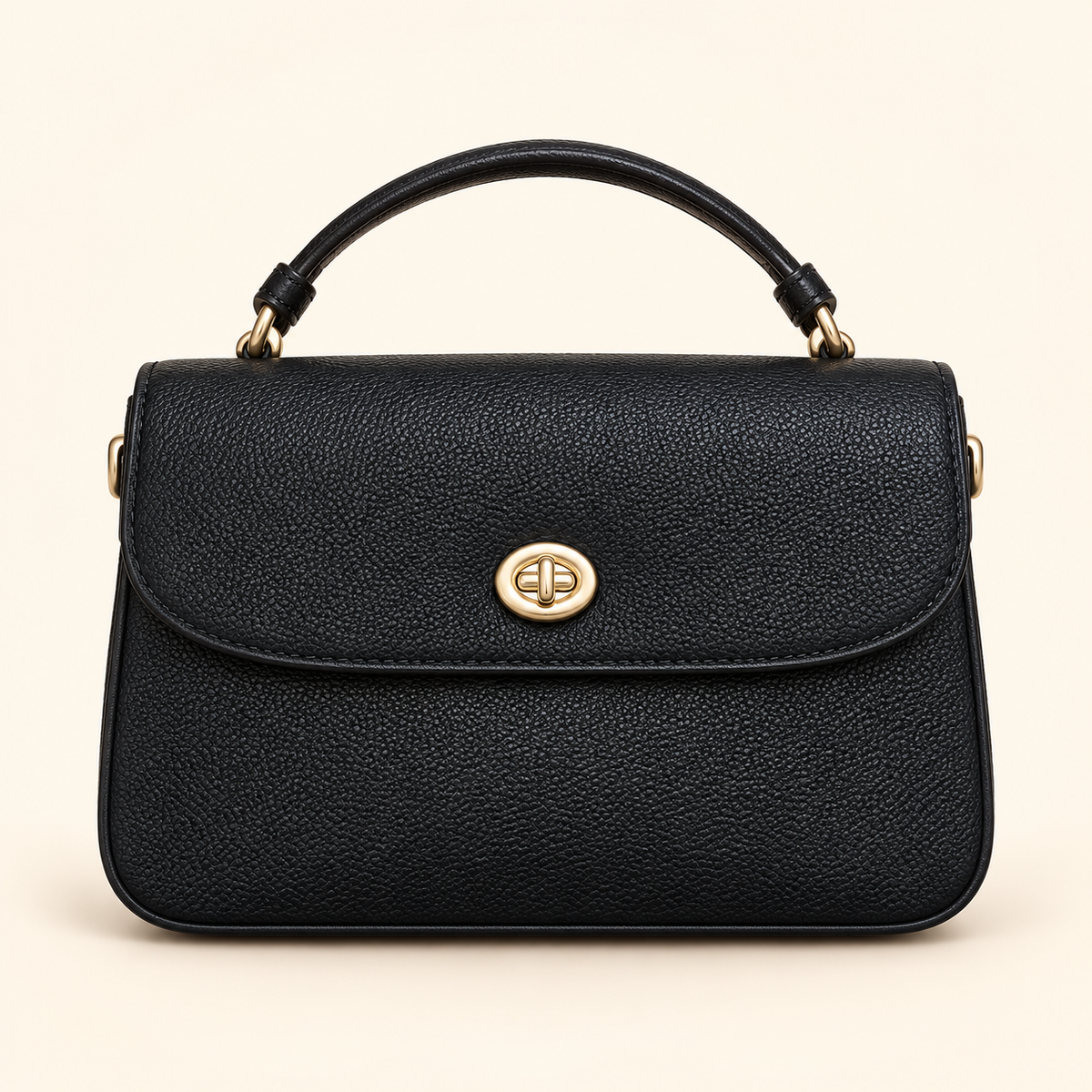 Sac rabat à médaillon — Noir — image studio générée