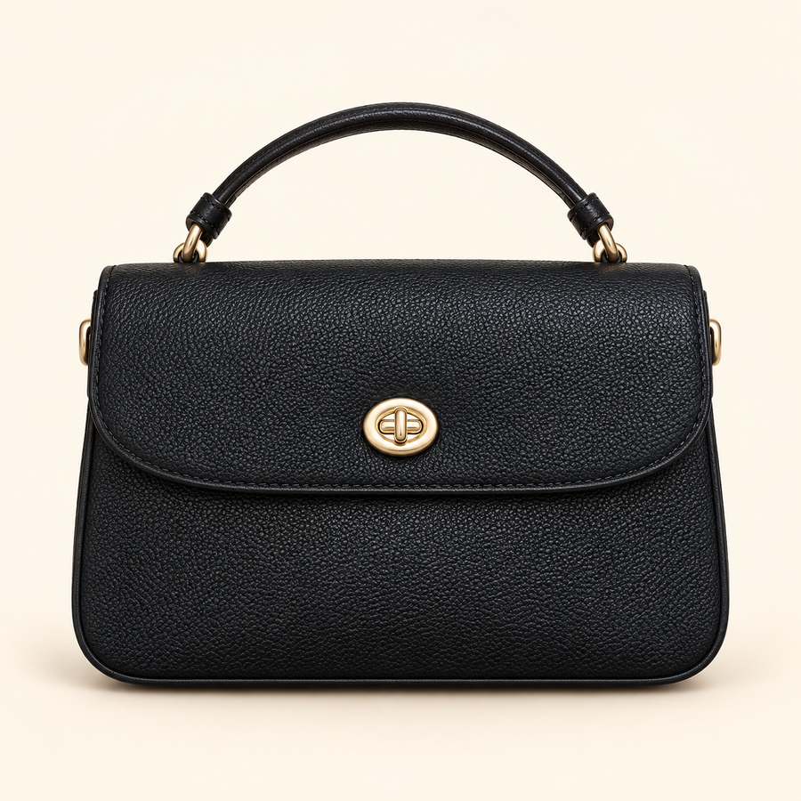 Sac rabat à médaillon — Noir — image studio générée