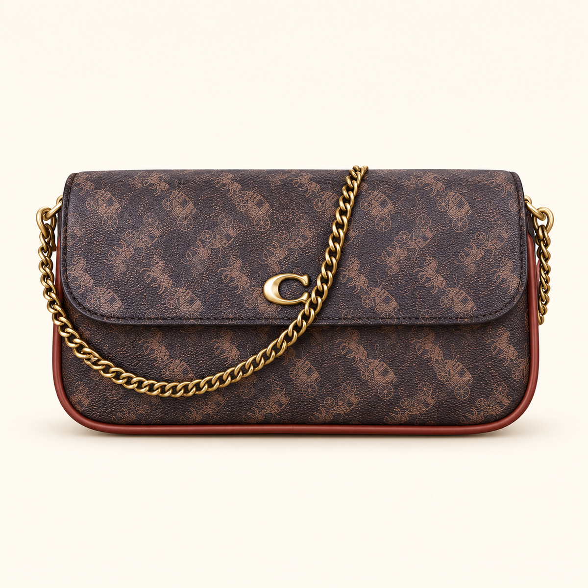 Sac bandoulière à rabat — Marron — image studio générée