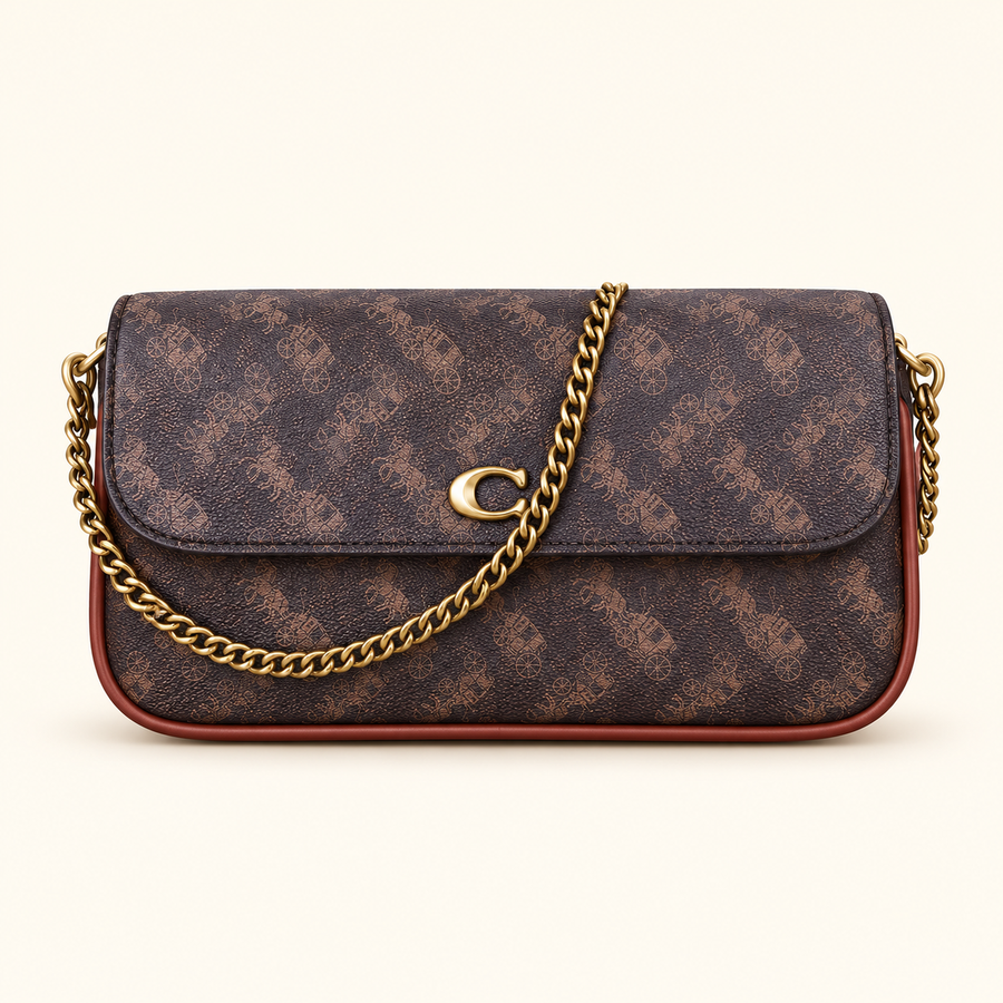 Sac bandoulière à rabat — Marron — image studio générée