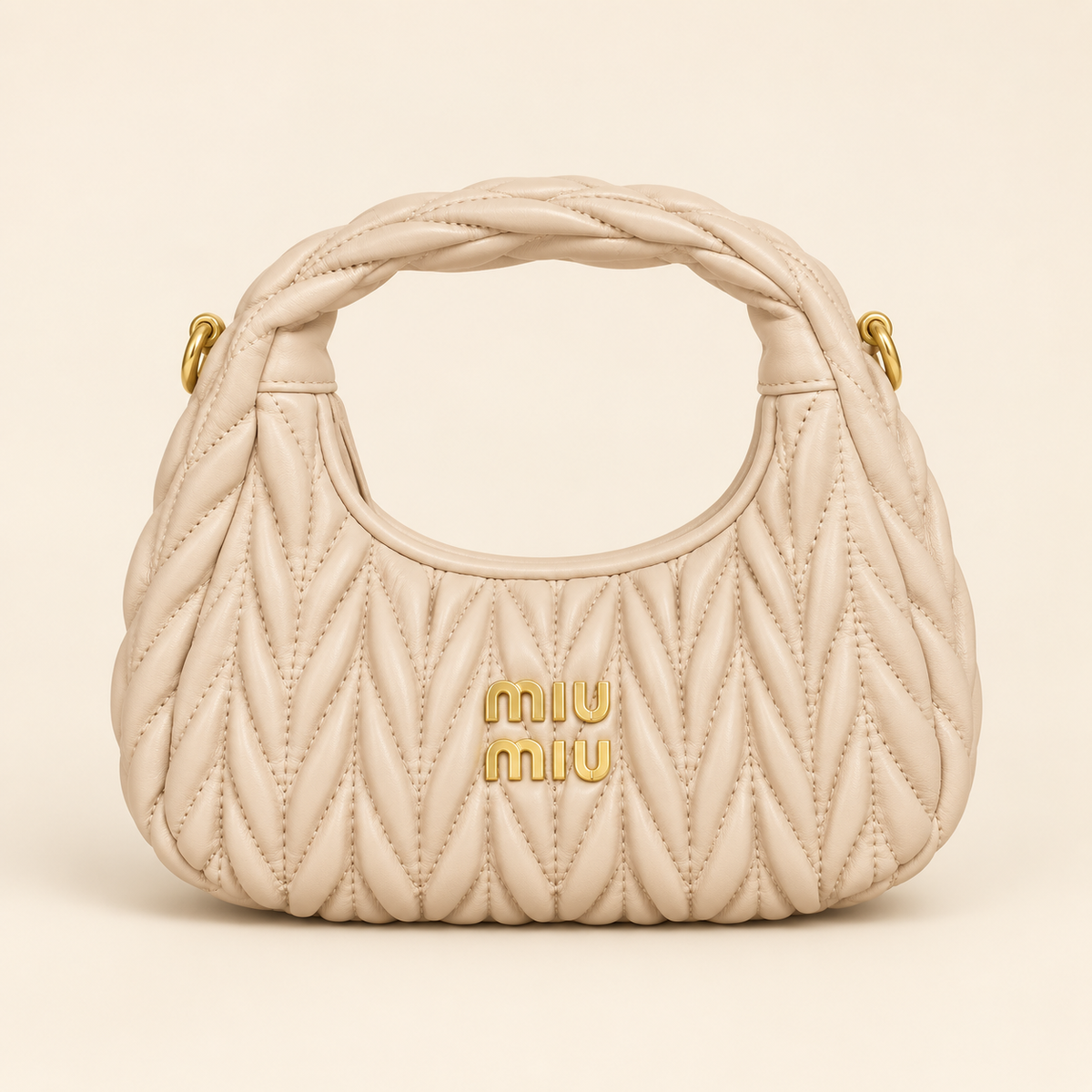 Mini sac plissé — Ivoire — image studio générée