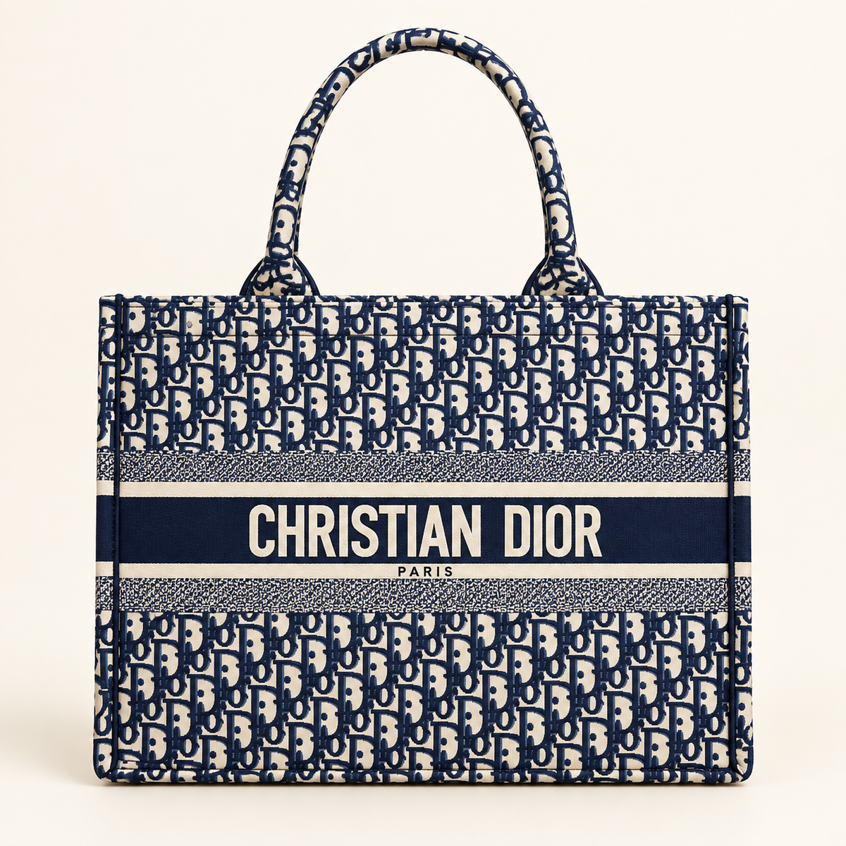 Cabas brodé — Bleu — image studio générée