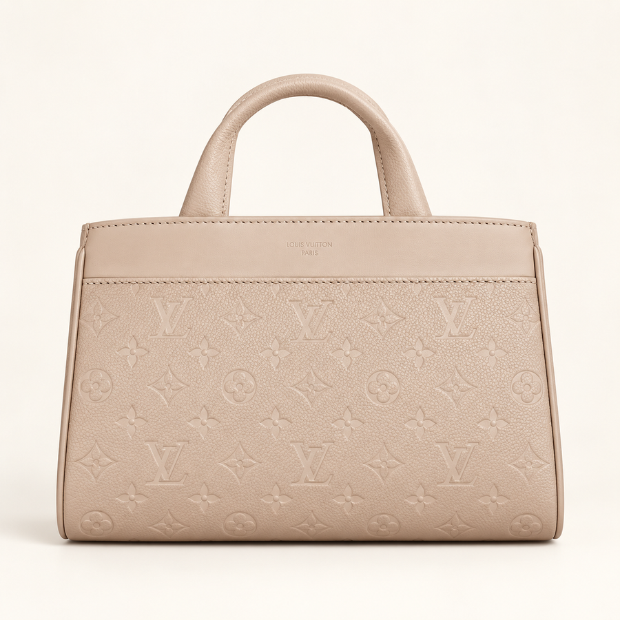 Cabas monogramme en relief — Beige — image studio générée