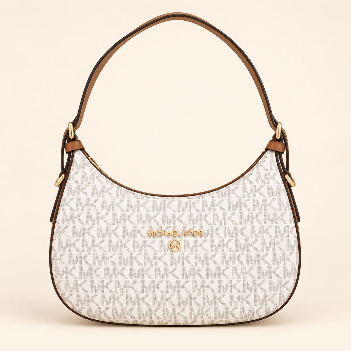 Sac épaule demi-lune — Ivoire — image studio générée