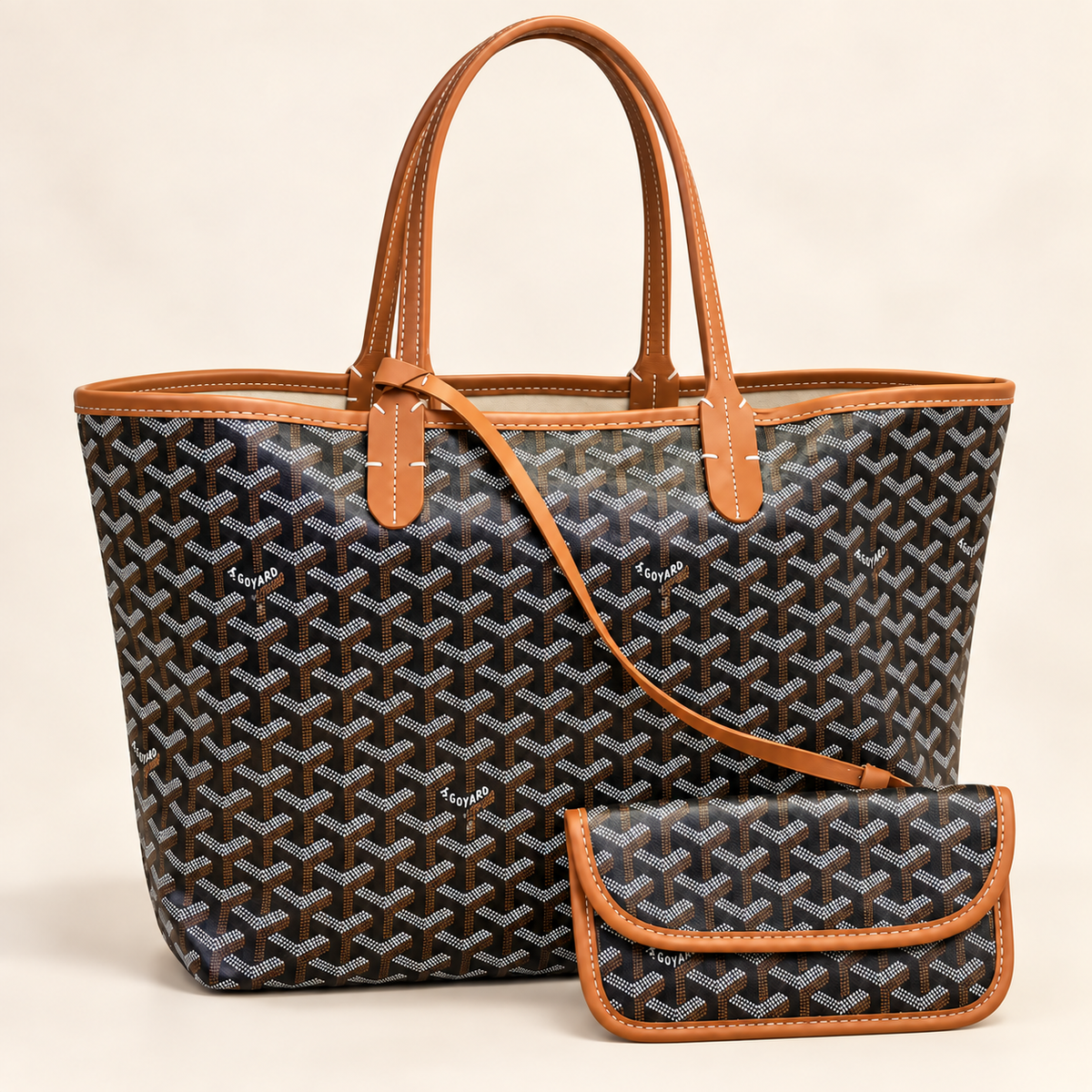 Cabas chevrons caramel — Caramel — image générée