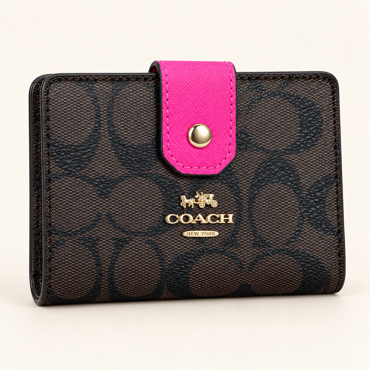 Portefeuille monogramme à patte — Monogramme noir et fuchsia