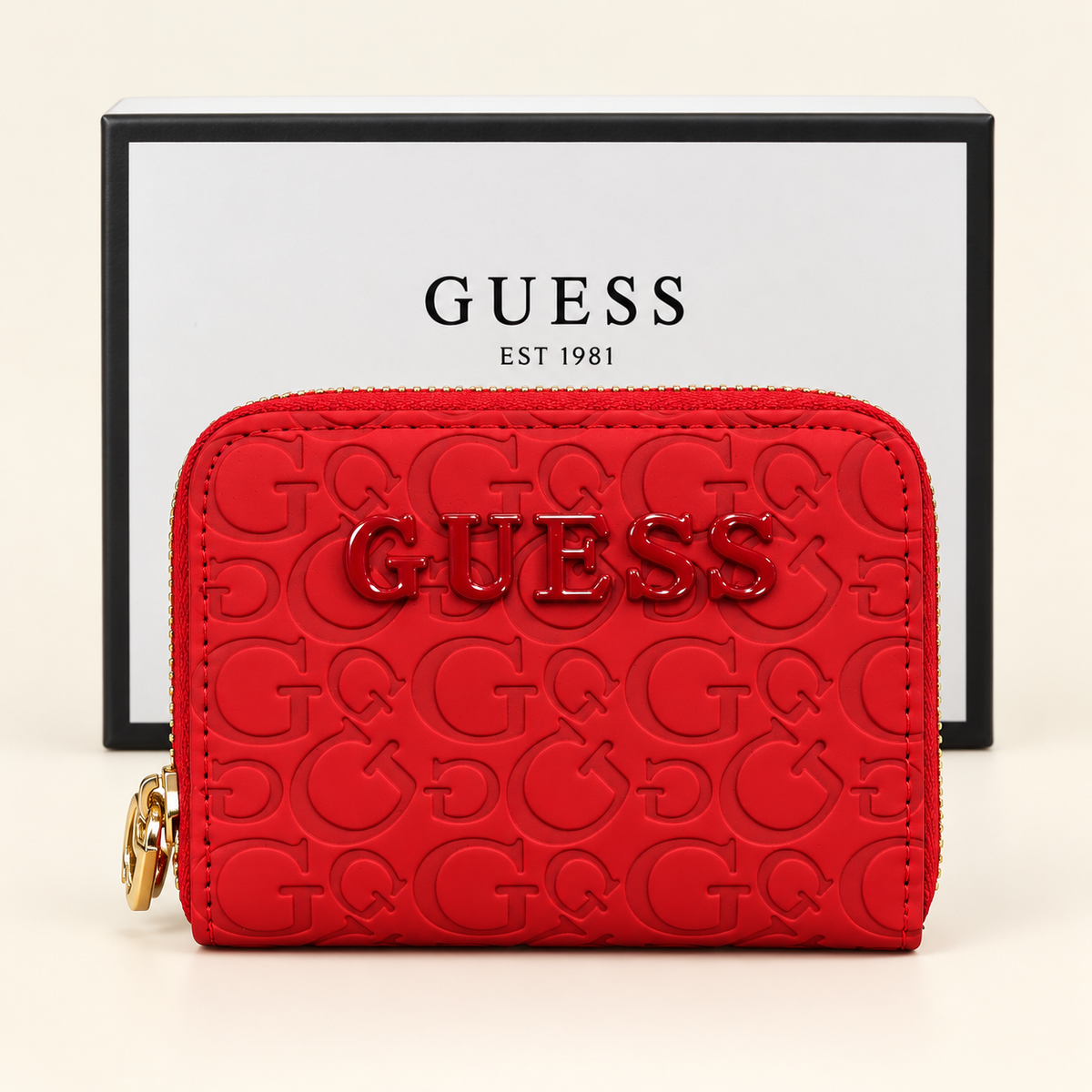 Portefeuille zippé monogramme G — Rouge