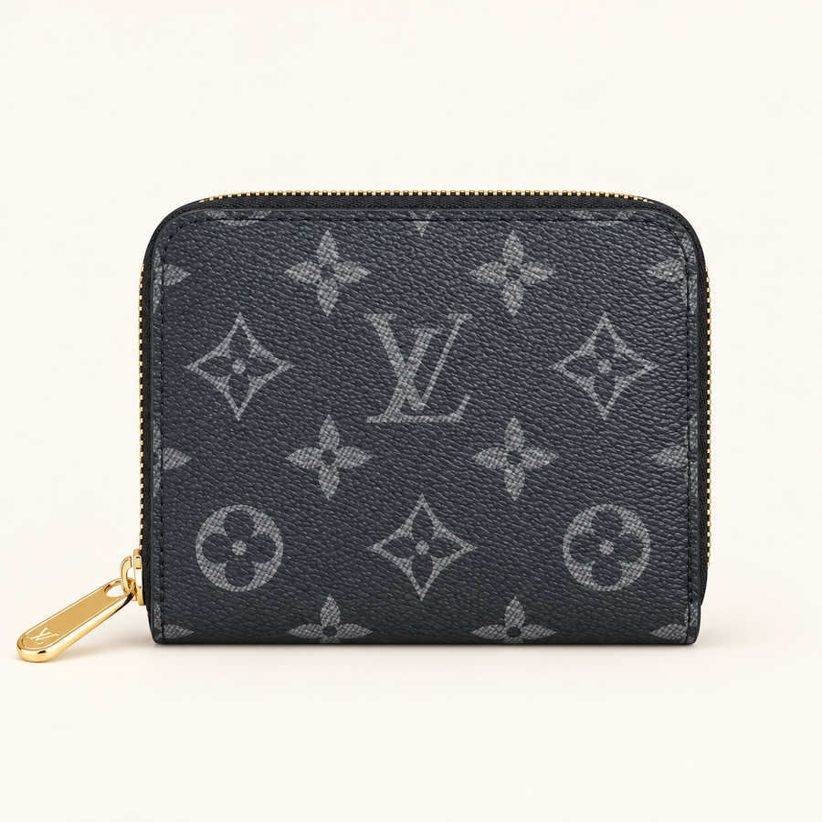Portefeuille zippé monogramme — Gris anthracite