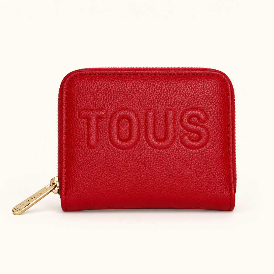 Portefeuille compact zippé — Rouge