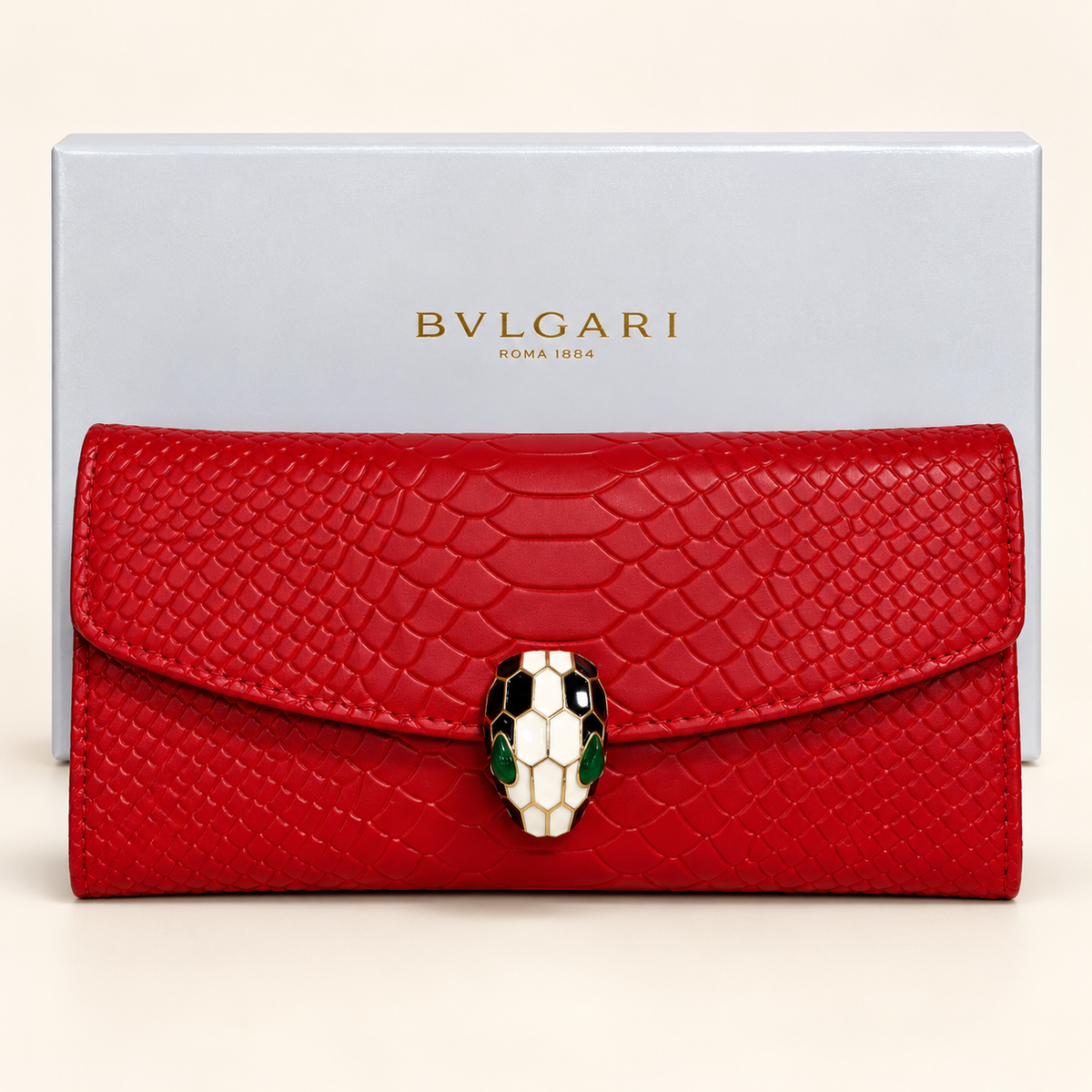 Portefeuille long fermoir serpent — Rouge