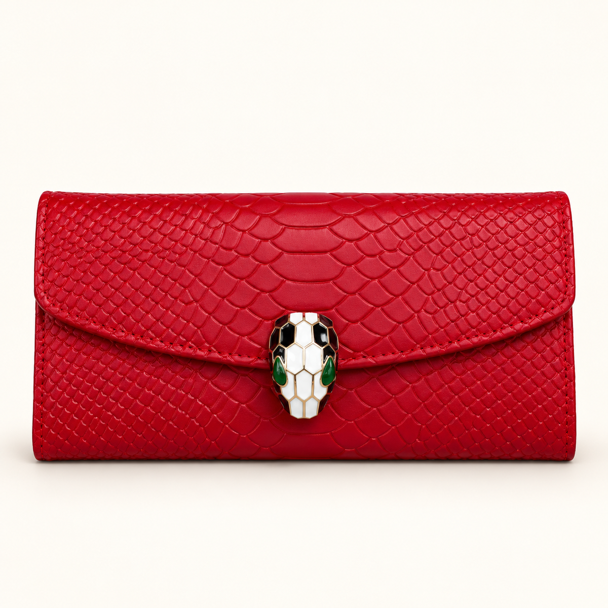 Portefeuille long fermoir serpent — Rouge