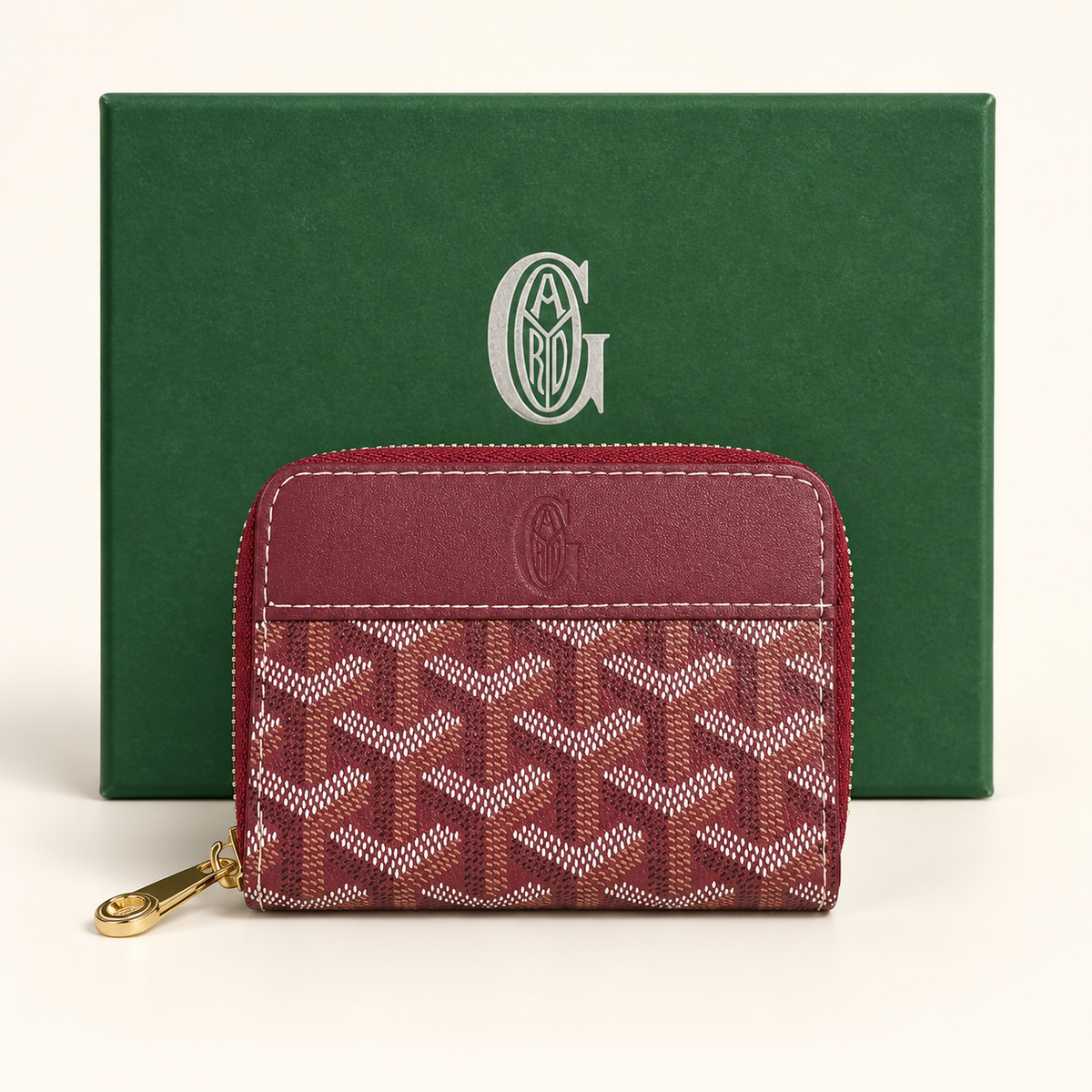 Portefeuille compact zippé — Bordeaux