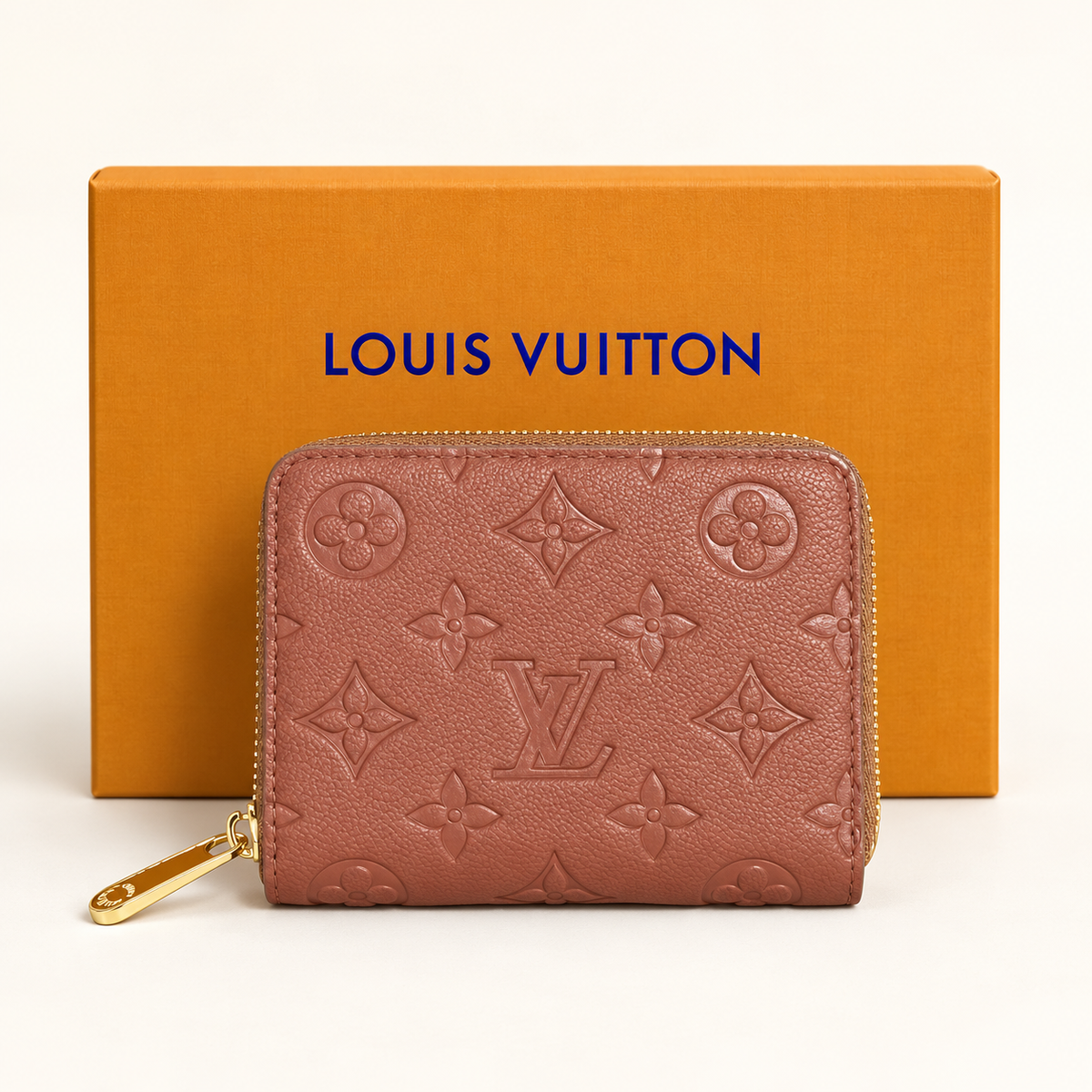 Portefeuille zippé monogramme embossé — Rose
