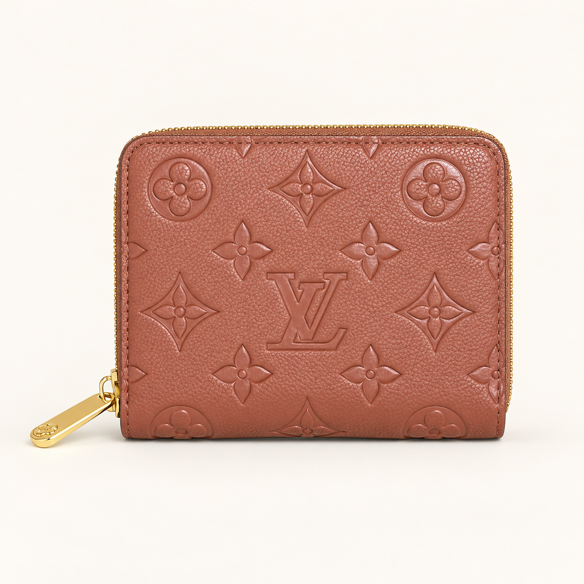 Portefeuille zippé monogramme embossé — Rose